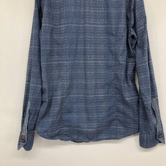 Boss Orange by Hugo Boss Blue Chevron Patterned Buttoned Men’s Shirt size L - Picture 11 of 13
